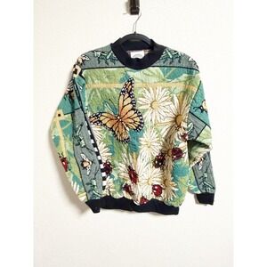 Sugar Street Weavers Tapestry Floral Ladybug Print Pullover Crew‎ Neck One Size